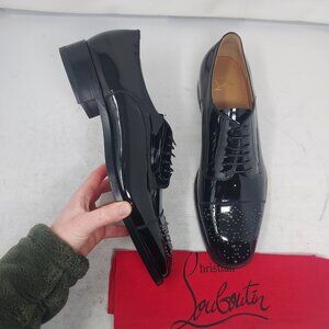 Christian Louboutin MENS Maltese Stud Black Patent Derby Shoe